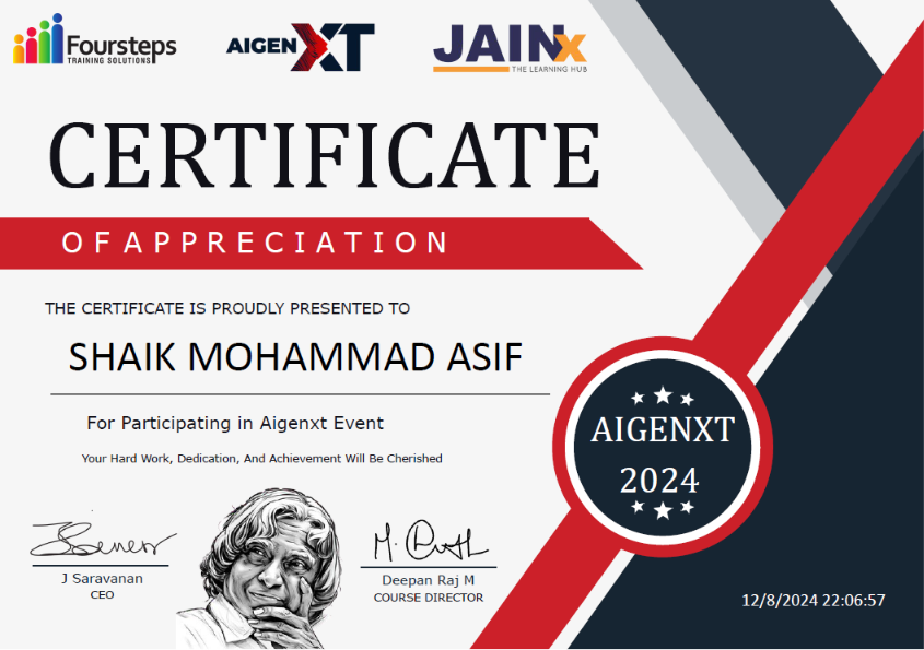 Aigenxt Certificate