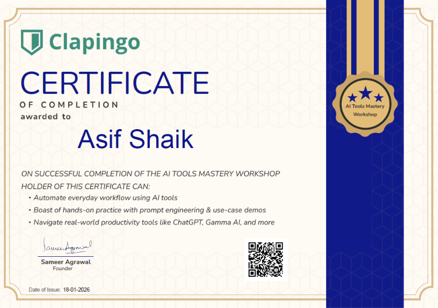 Clapingo Certificate