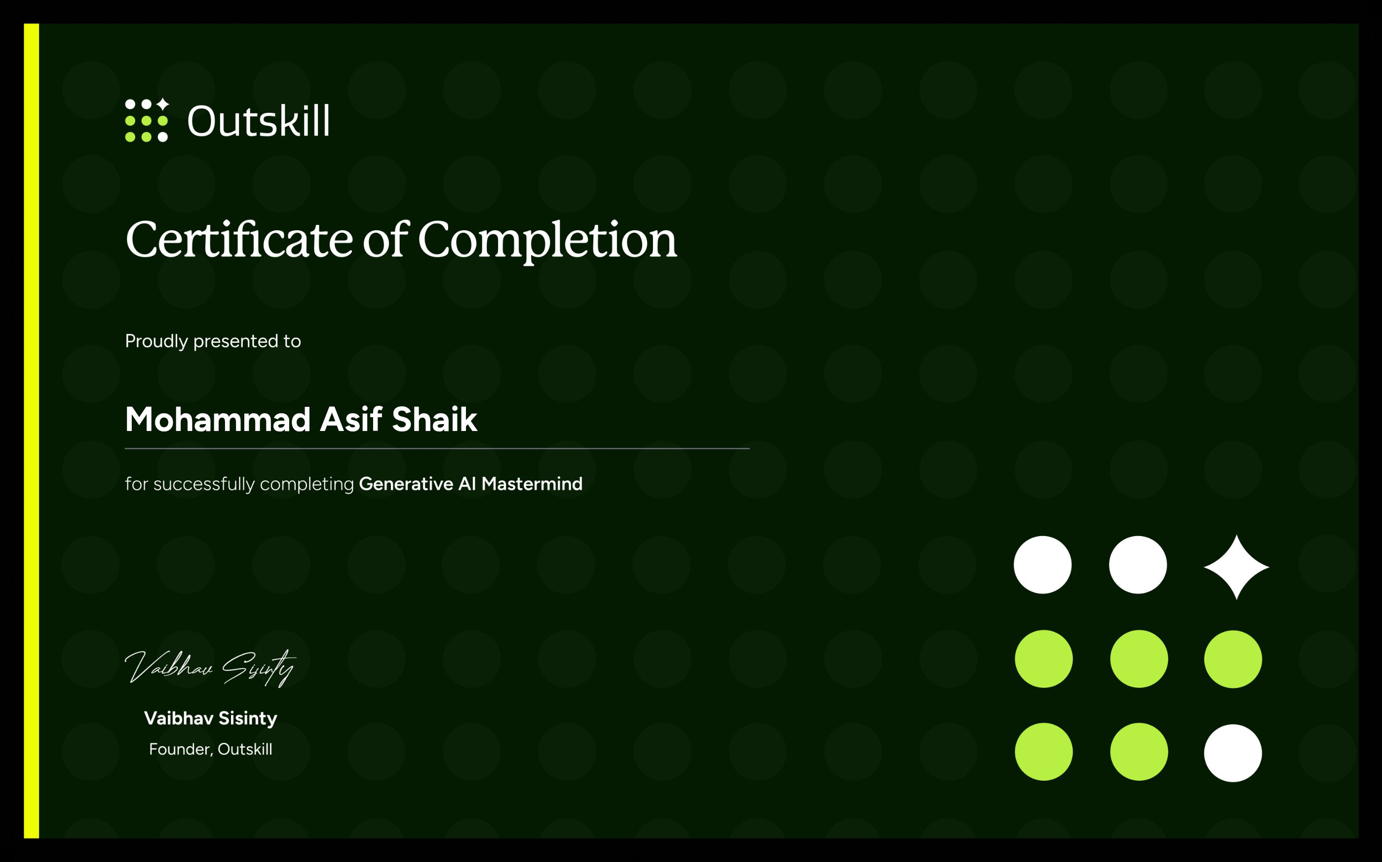Outskill Certificate